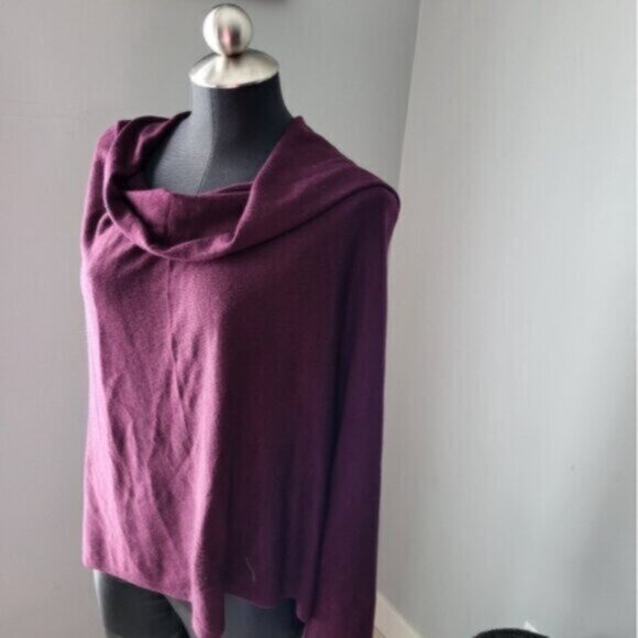 Echo Purple Poncho Sweater One Sz Burgundy Wine - Picture 3 of 9